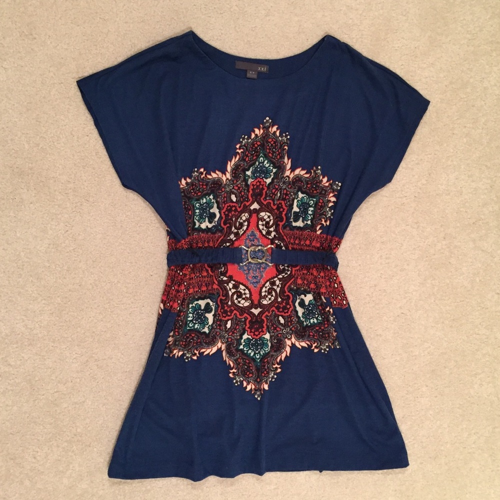 Belted tunic T-shirt dress
